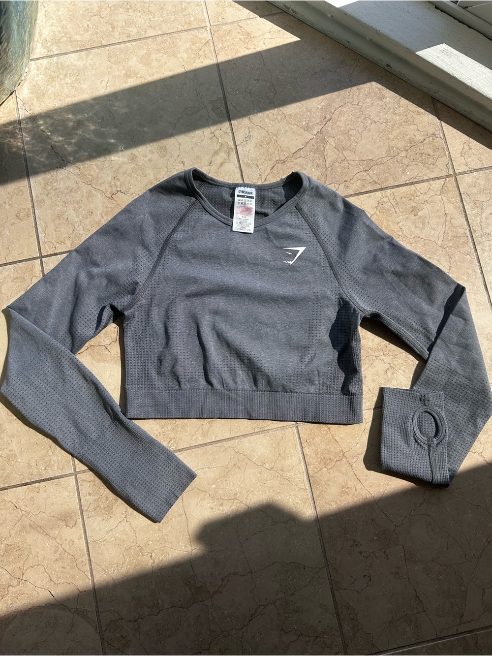 Gymshark Charcoal Gray Seamless Long Sleeve Crop Top